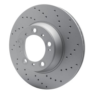 Porsche 911 Brake Rotor (1) - Left Rear - R1 Concepts - GeoSPEC Coated - Drilled - `99-`23